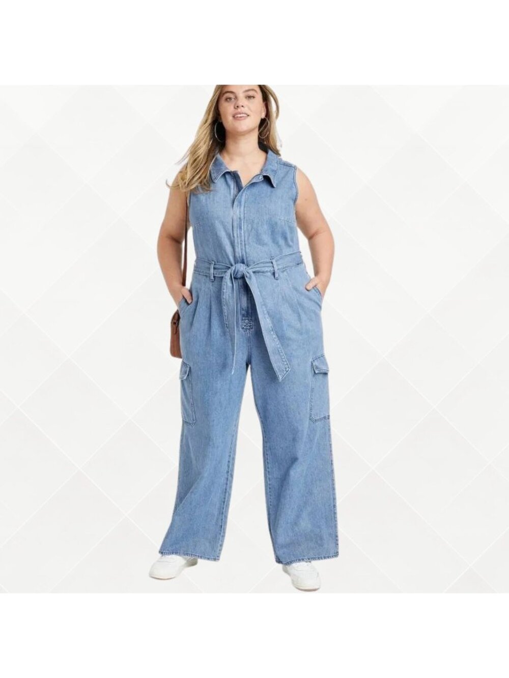 Universal Thread Denim Jumpsuit • 24 • NWT • Medium Wash • Cargo • WPT-100064